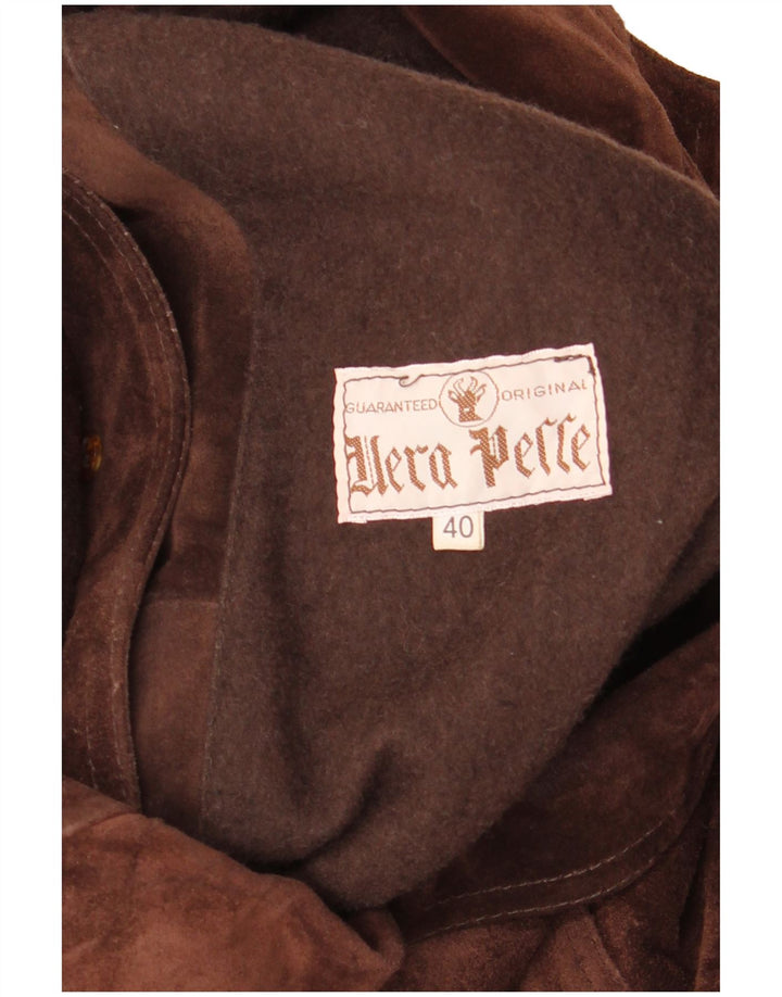 Vintage damska zamszowa kurtka oversize EU 40, średnia brązowa skóra