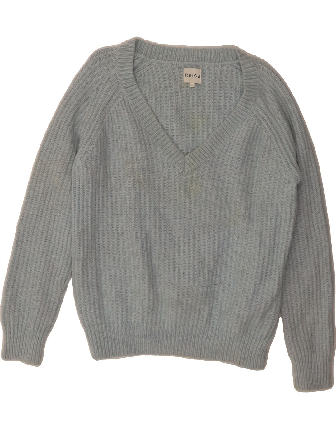 REISS Womens V-Neck Jumper Sweater UK 16 Large Blue Polyamide Vintage Reiss and Second-Hand Reiss from Messina Hembry 