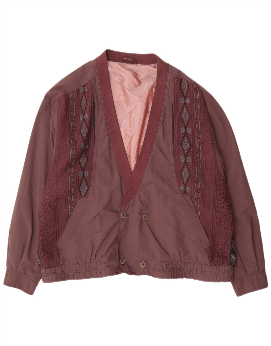 Męska kurtka bomber z podwójnymi piersiami w stylu vintage IT 54 2XL Fioletowa geometryczna