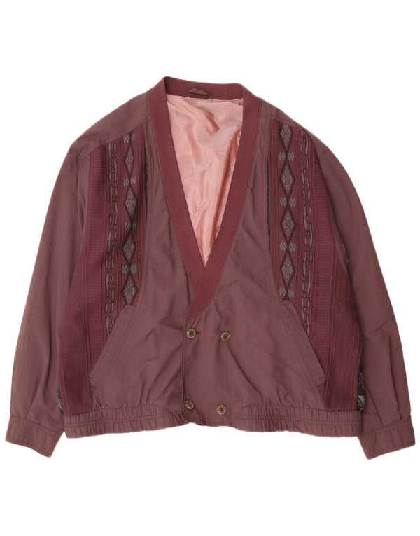 Męska kurtka bomber z podwójnymi piersiami w stylu vintage IT 54 2XL Fioletowa geometryczna