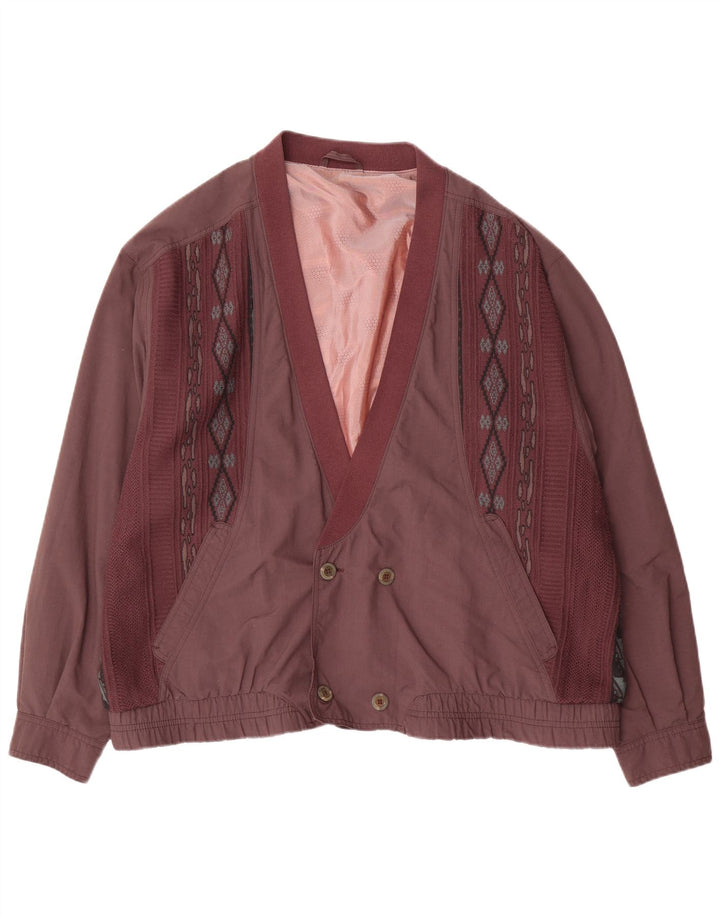 Męska kurtka bomber z podwójnymi piersiami w stylu vintage IT 54 2XL Fioletowa geometryczna