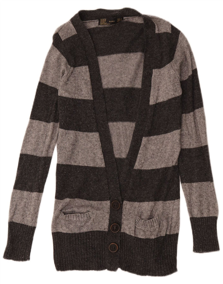 Sweter damski Zara UK 12 w średnie szare paski ze sztucznego jedwabiu