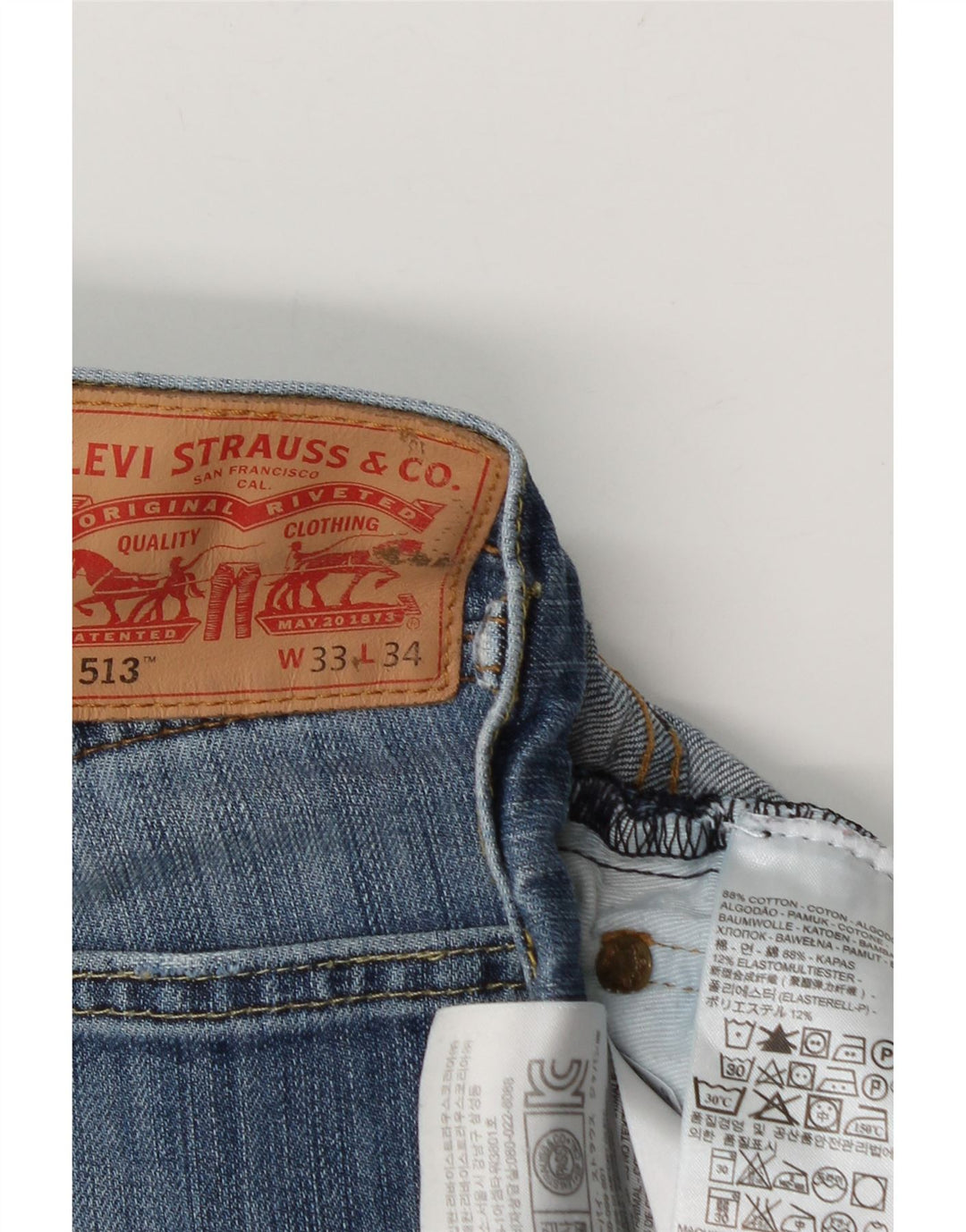 Męskie jeansy Levi's 513 Slim Straight W33 L30 Niebieskie bawełniane