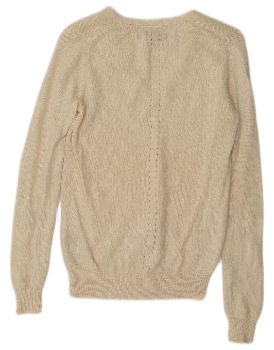 Sweter damski Massimo Dutti z dekoltem w kształcie litery V, UK 14, średni, złamany biały kaszmir