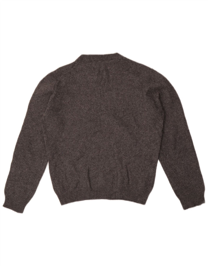 Męski sweter Zara z okrągłym dekoltem, średnioszary, wełniany w cętki