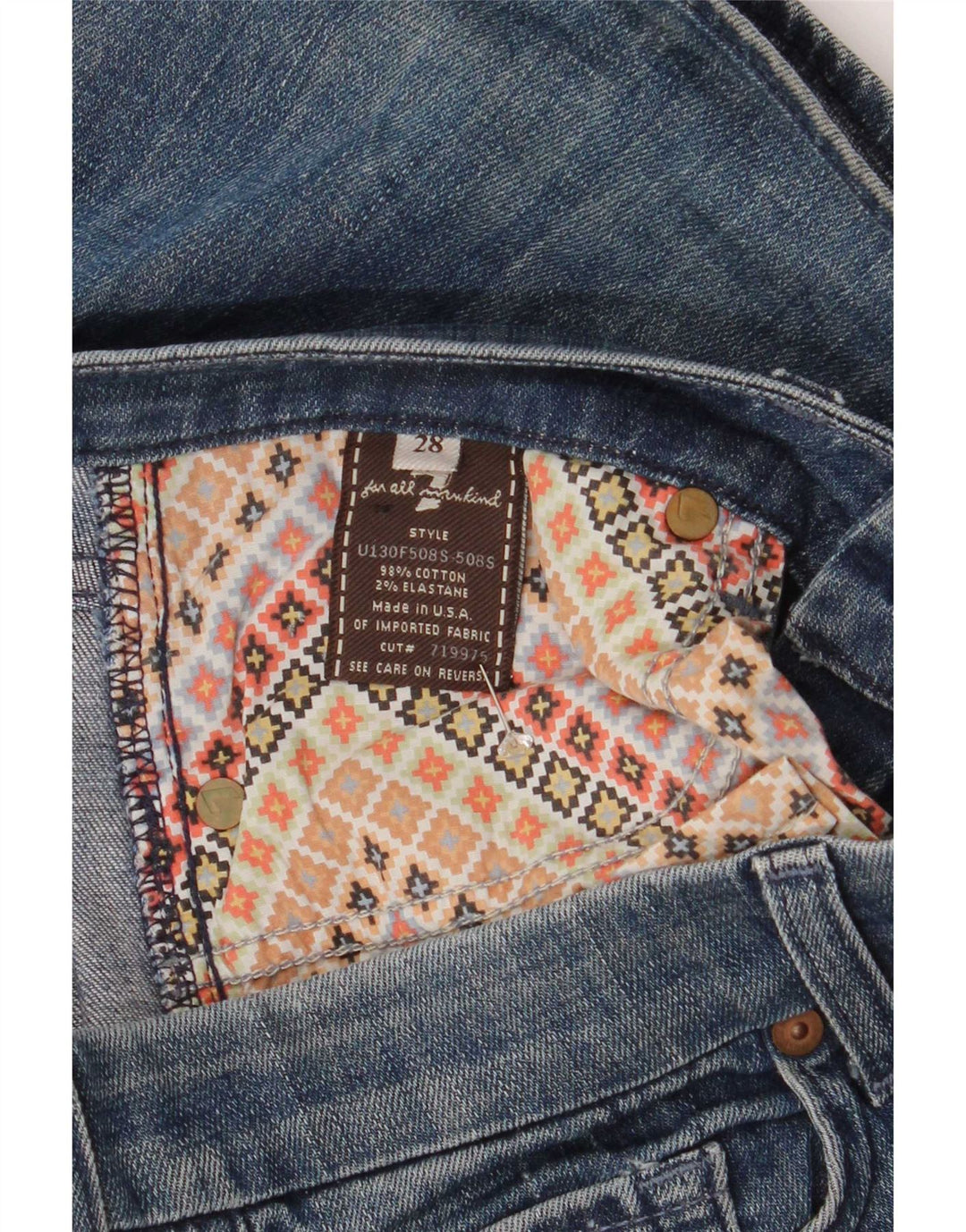 Damskie jeansy rozkloszowane 7 For All Mankind W32 L34 Niebieska bawełna