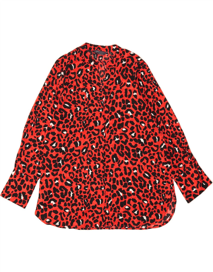 MARKS & SPENCER Womens Blouse Top UK 14 Large  Red Animal Print Modern Vintage Marks & Spencer and Second-Hand Marks & Spencer from Messina Hembry 