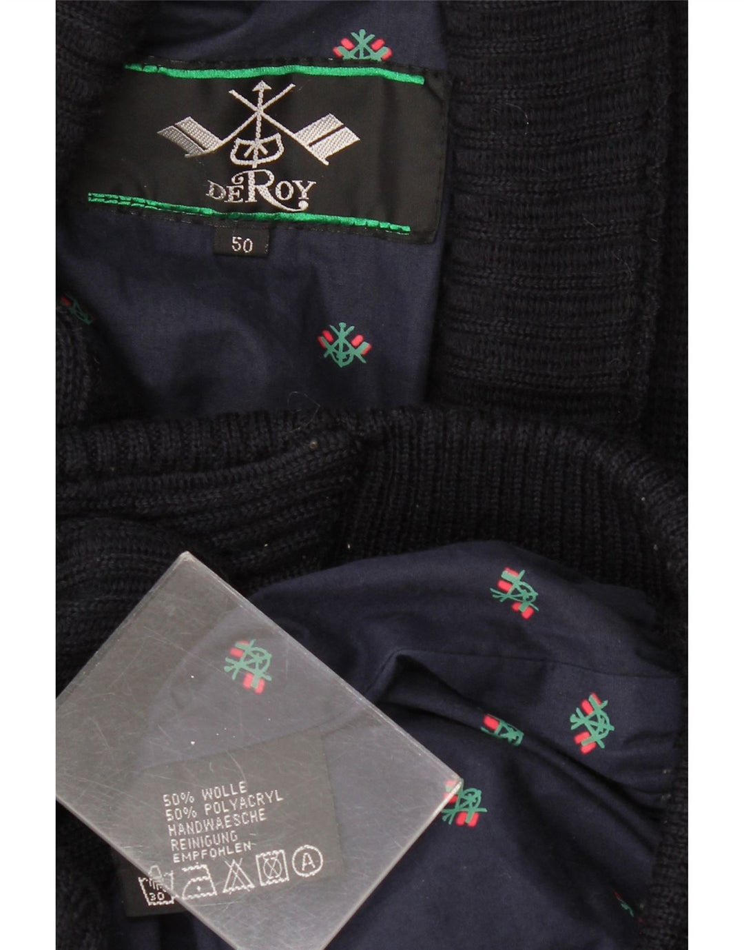 Męski sweter rozpinany VINTAGE IT 50 Średni granatowy wełniany