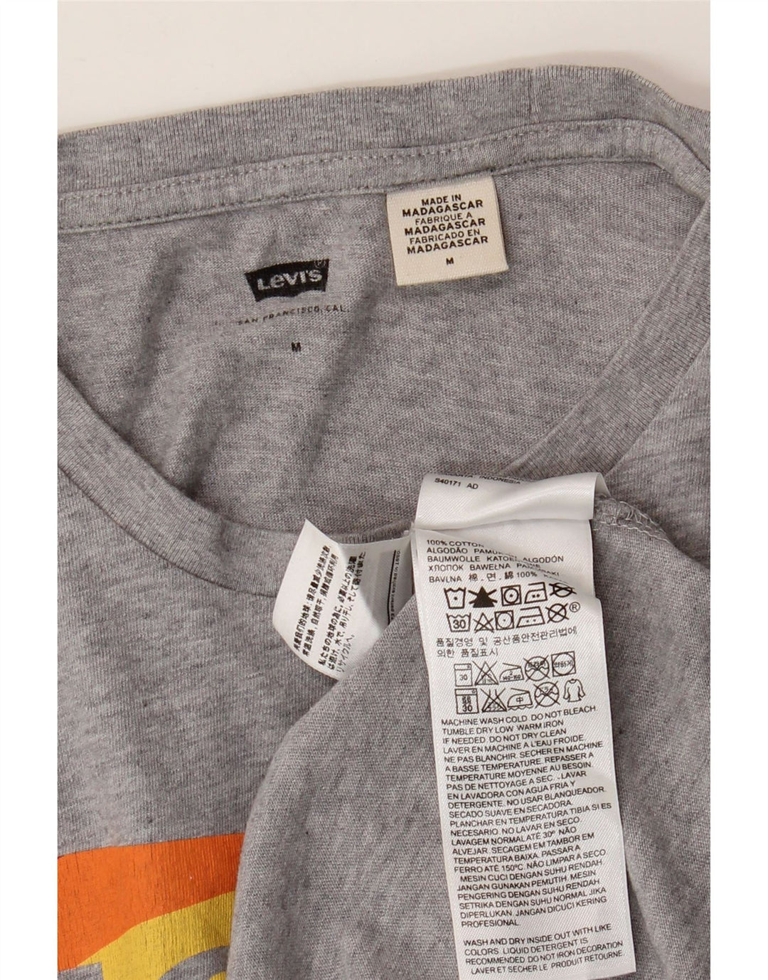 LEVI'S Męska koszulka z nadrukiem, średnia, szara melanżowa, bawełna