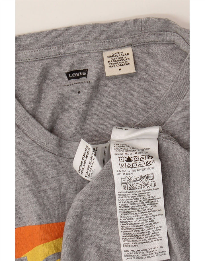 LEVI'S Męska koszulka z nadrukiem, średnia, szara melanżowa, bawełna