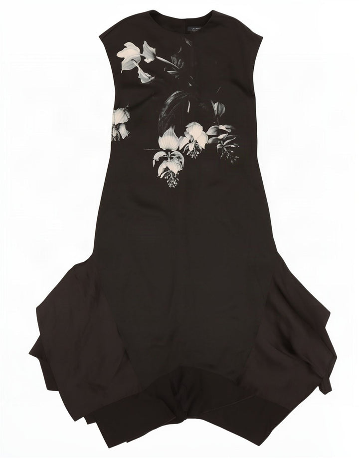 Damska asymetryczna sukienka All Saints Maxi UK 12, średnia, czarna w kwiaty