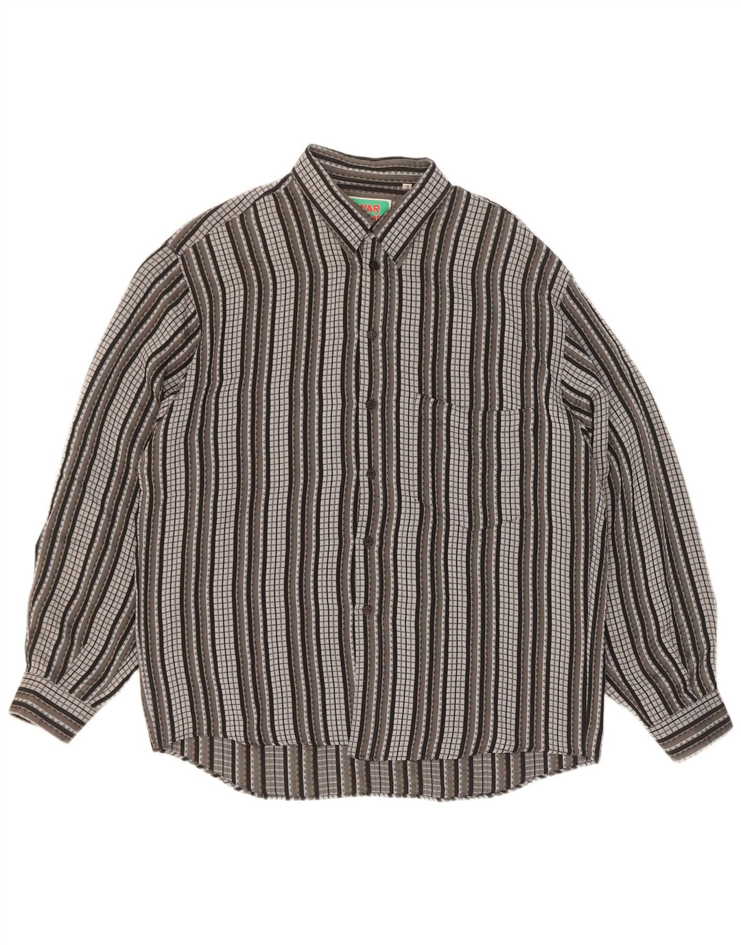 Koszula męska w stylu vintage, duża, szara, octanowa w paski