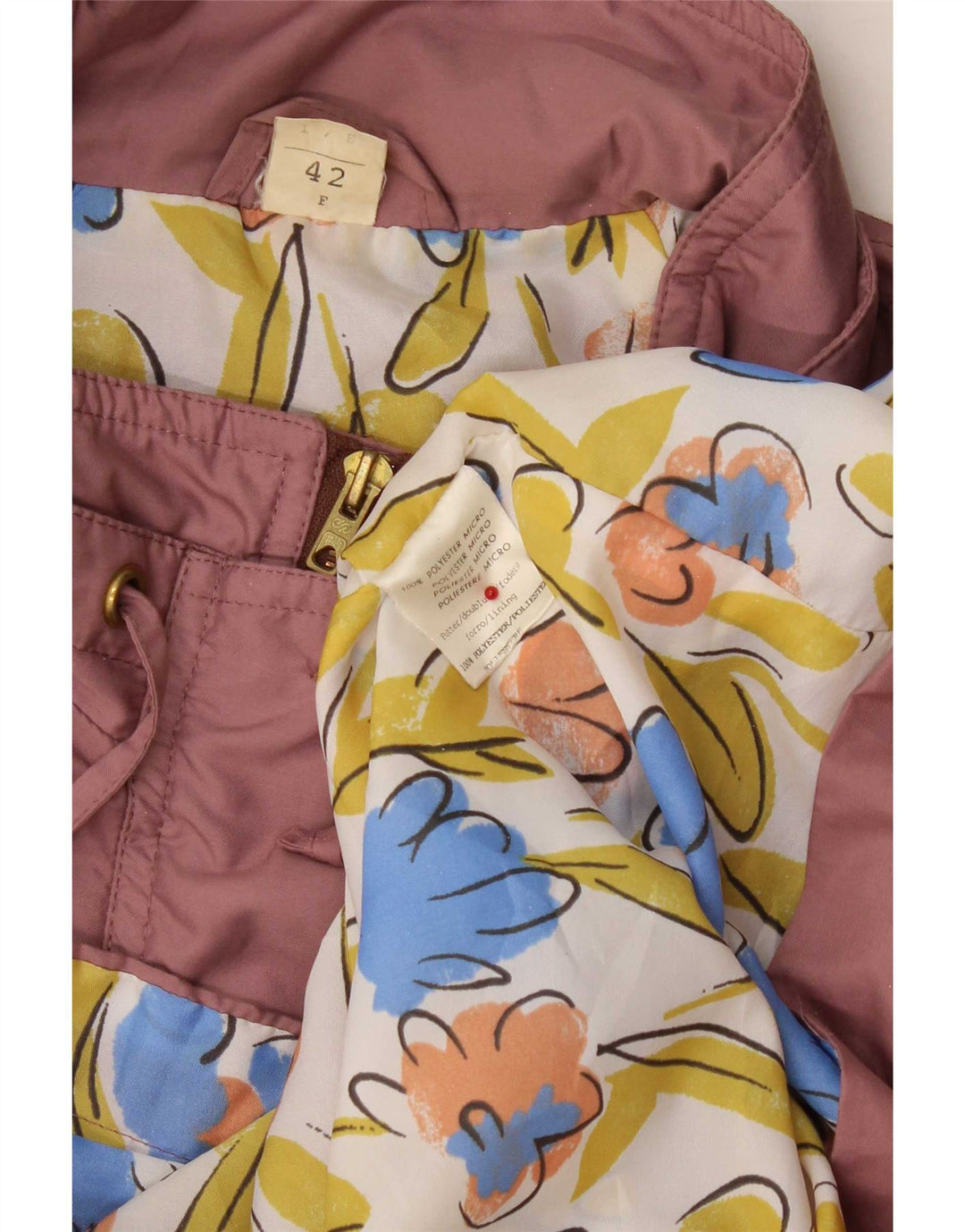 Vintage damska kurtka typu parka oversize EU 42, duży, różowy poliester
