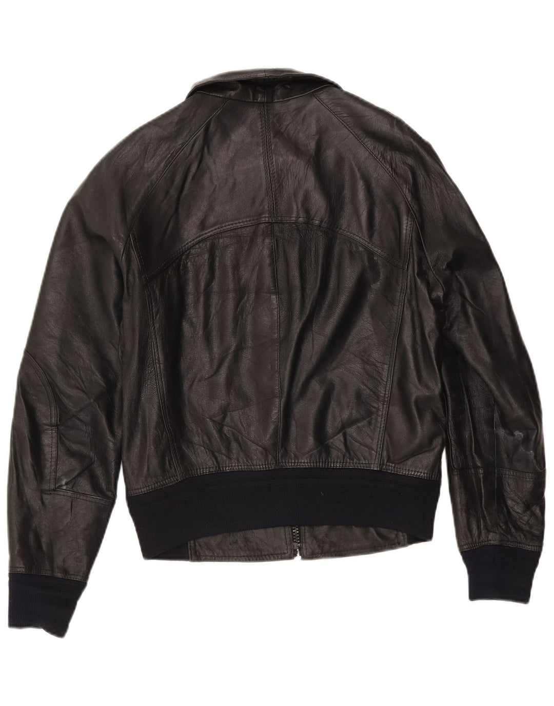 Damska kurtka skórzana typu bomber w stylu vintage IT 50 XL, czarna skóra