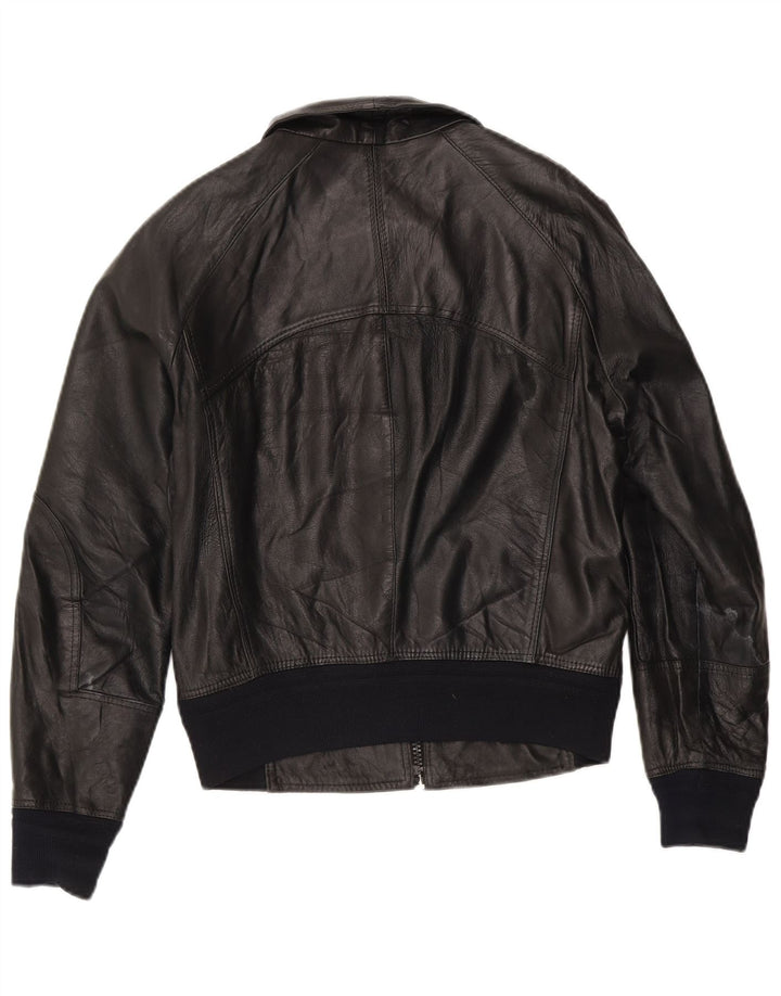 Damska kurtka skórzana typu bomber w stylu vintage IT 50 XL, czarna skóra