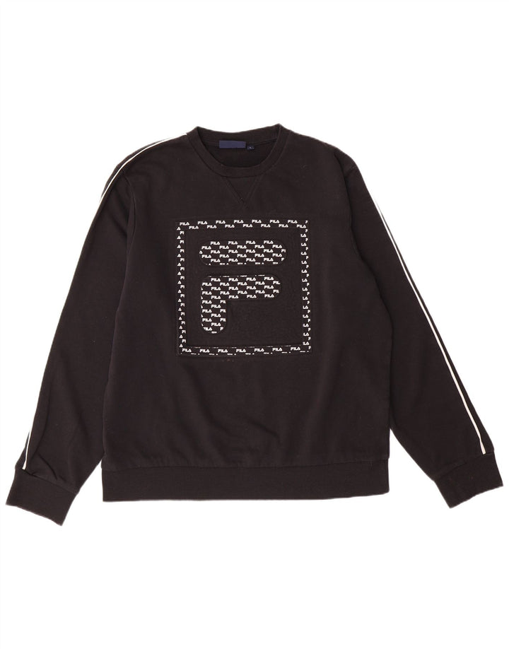 FILA Mens Graphic Sweatshirt Jumper Large Black Cotton