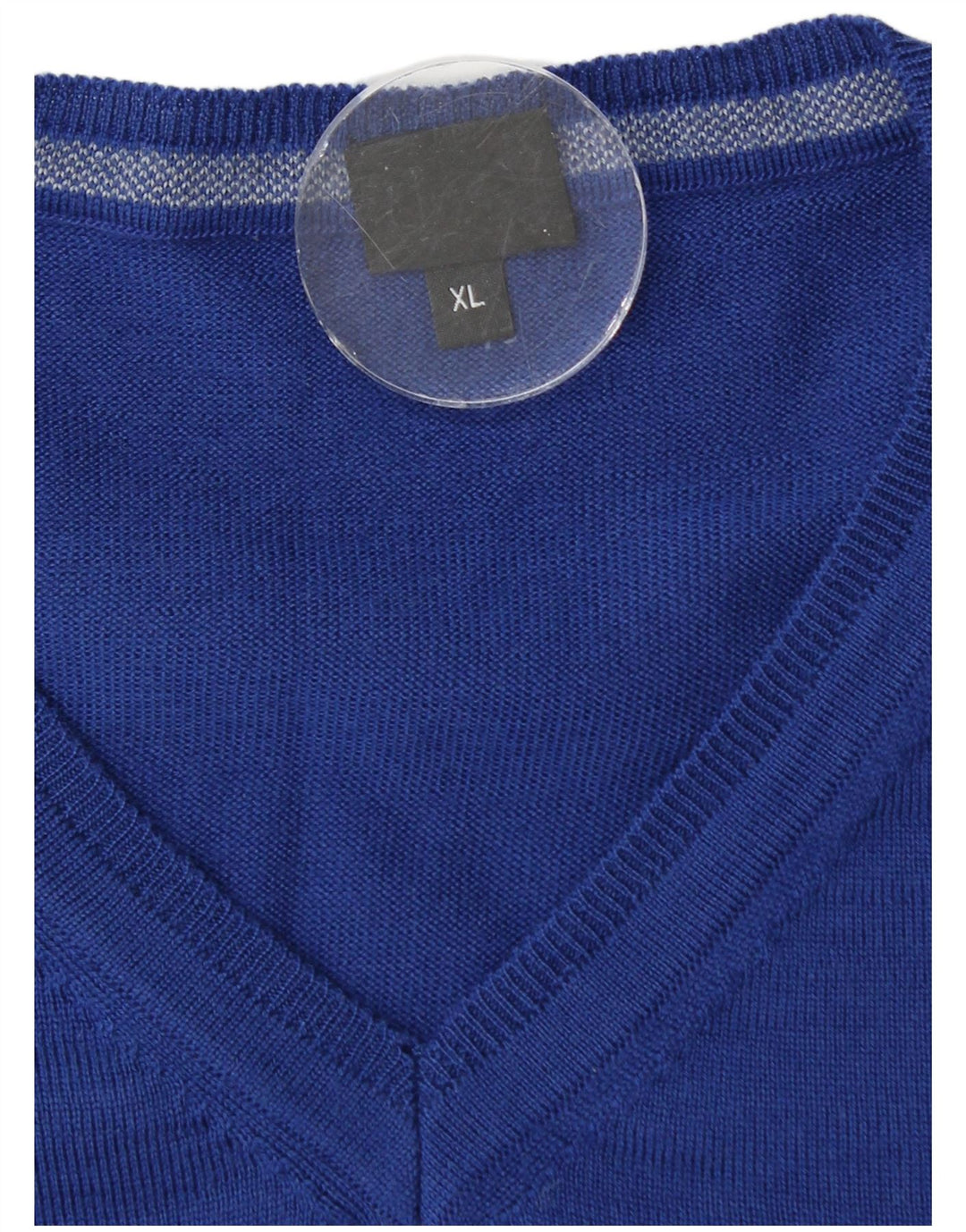 Męski sweter Hugo Boss z dekoltem w kształcie litery V, XL, niebieska dziewicza wełna