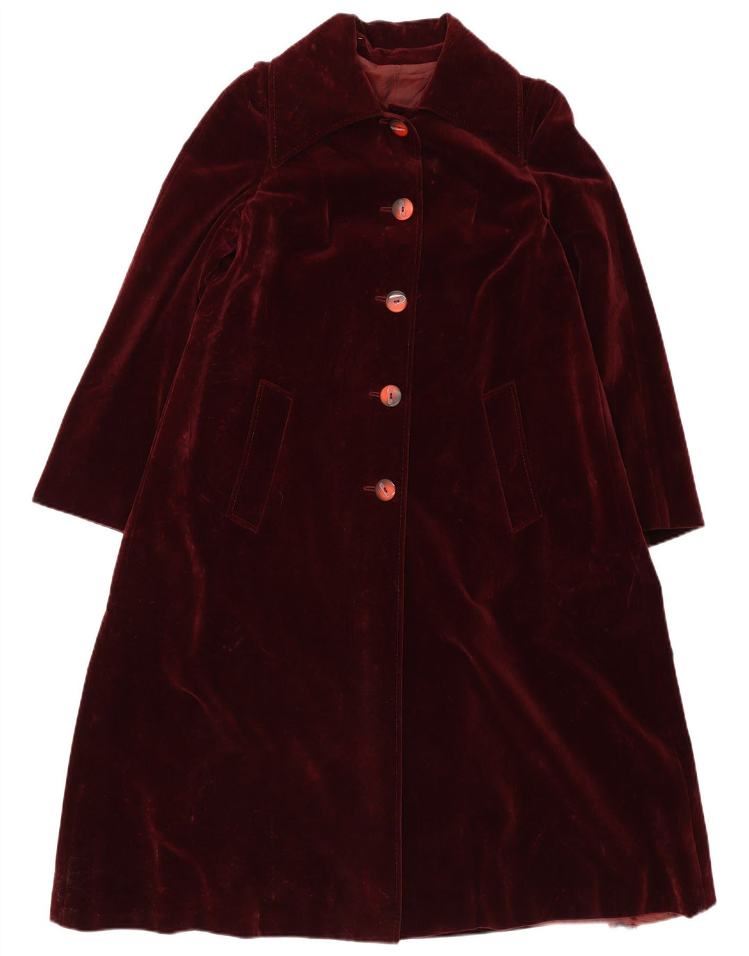 Aksamitny płaszcz damski w stylu vintage IT 46, duży, bordowy