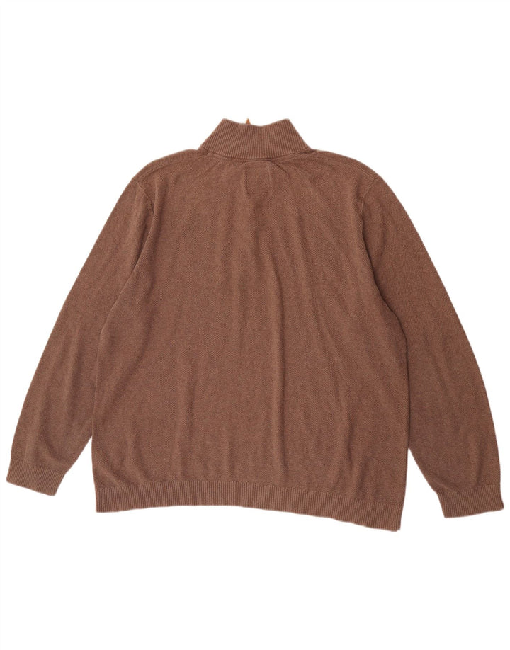 Męski sweter z zamkiem błyskawicznym Fat Face, 2XL, brązowa bawełna