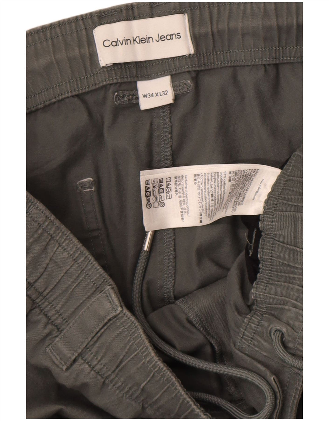 Męskie spodnie cargo Calvin Klein W34 L32 Szara bawełna