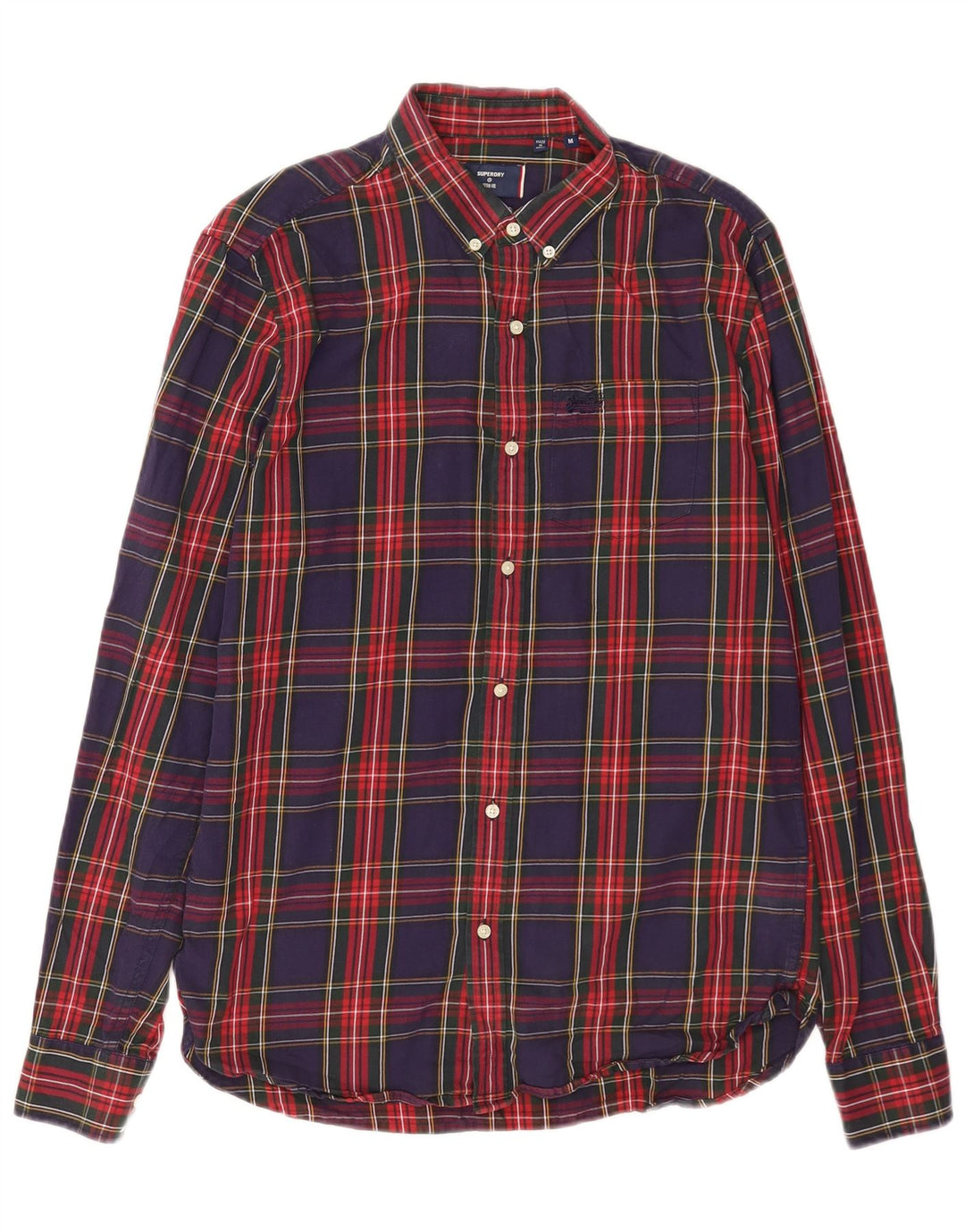 Męska koszula flanelowa Superdry, bawełniana, w średnią granatową kratkę