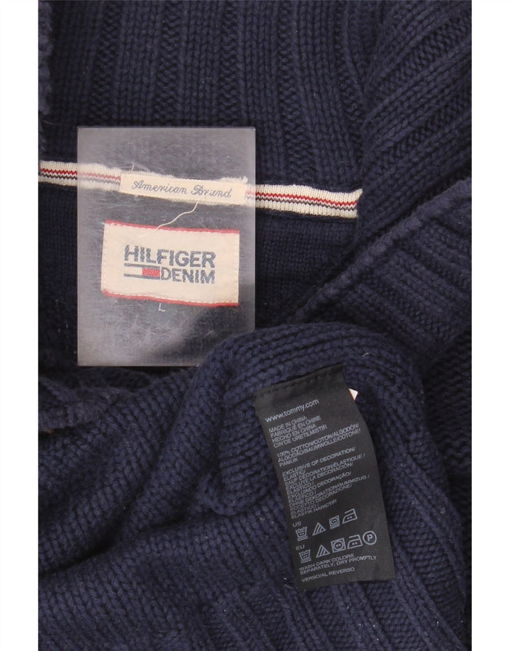 Tommy Hilfiger Męski sweter zapinany na guziki, duży, granatowy, bawełniany