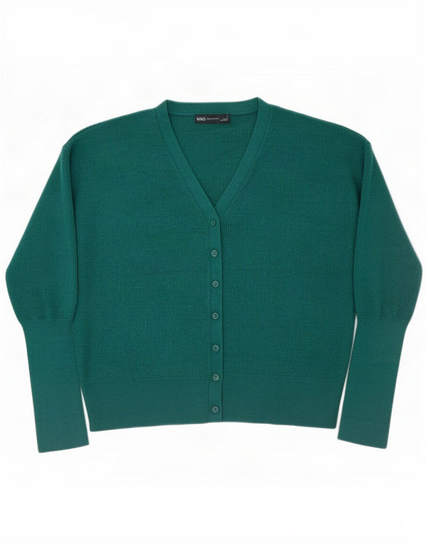 Marks & Spencer Krótki sweter damski UK 14, średnio zielona wiskoza