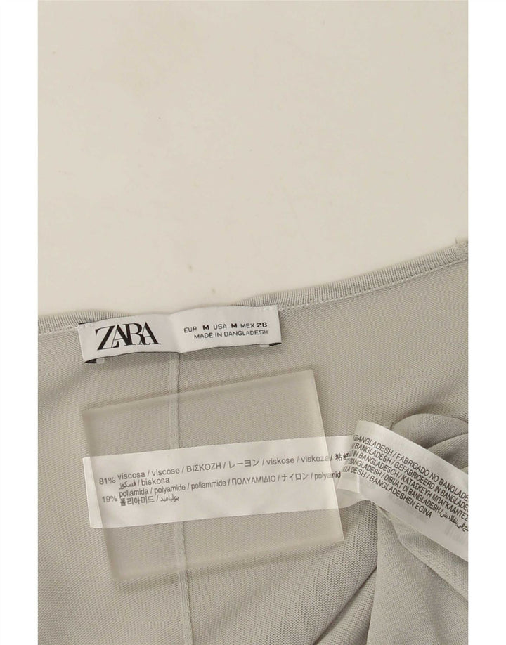 Damski sweter typu oversize z długim rękawem Zara UK 14, średnioszara wiskoza