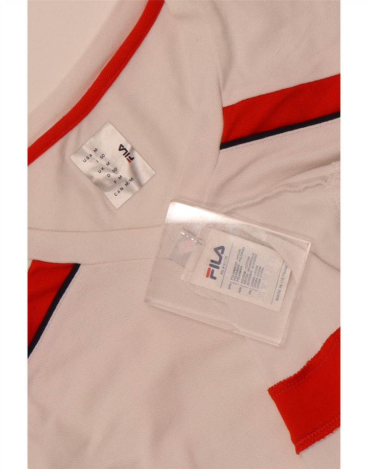 T-shirt męski Fila Top, średni biały poliamid z blokami kolorów