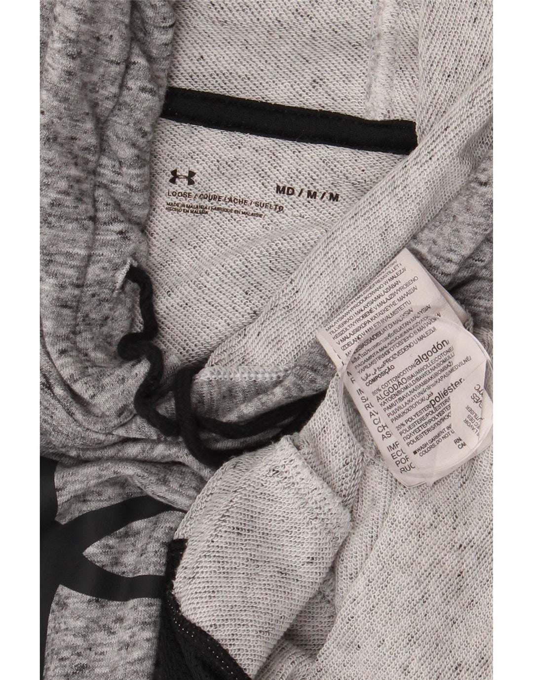 Męski sweter z kapturem Under Armour z grafiką, średnioszary, bawełniany w cętki