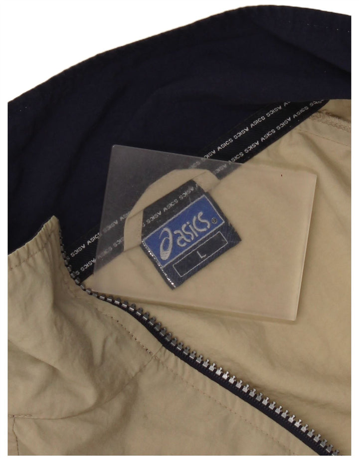 Męska kurtka dresowa Asics, duży beżowy poliester z blokami kolorów
