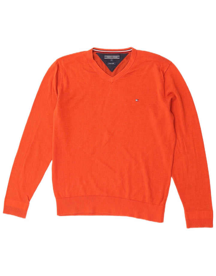 Męski sweter Tommy Hilfiger z dekoltem w kształcie litery V, średni pomarańczowy