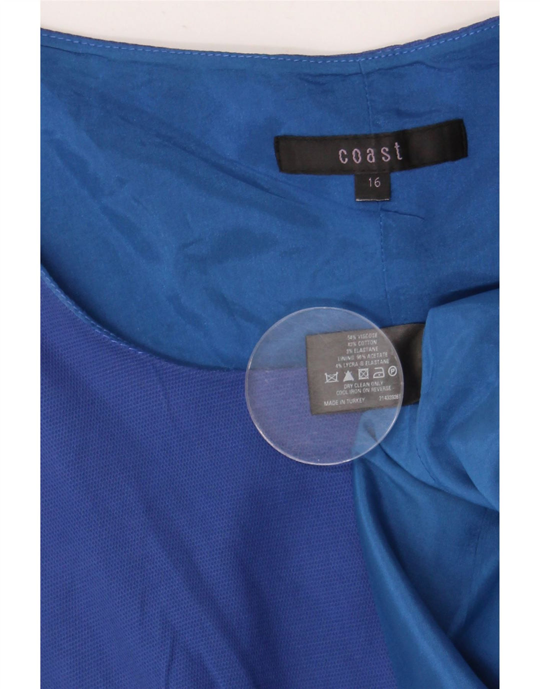 Damska sukienka płaszczowa Coast UK 16, duża niebieska bawełna