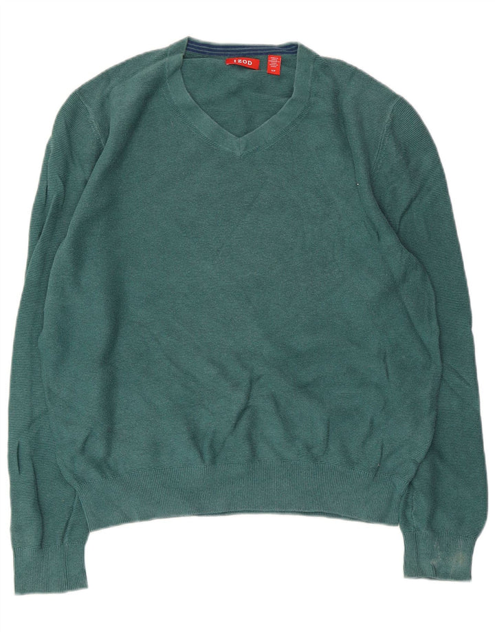 Damski sweter oversize IZOD z dekoltem w kształcie litery V, UK 10, mały zielony