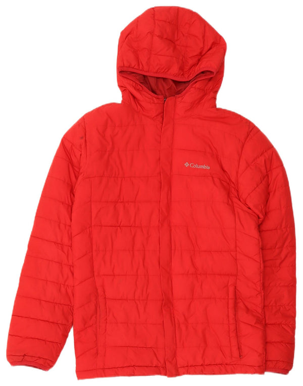 Damska ocieplana kurtka z kapturem Columbia UK 18 XL, czerwona, poliestrowa