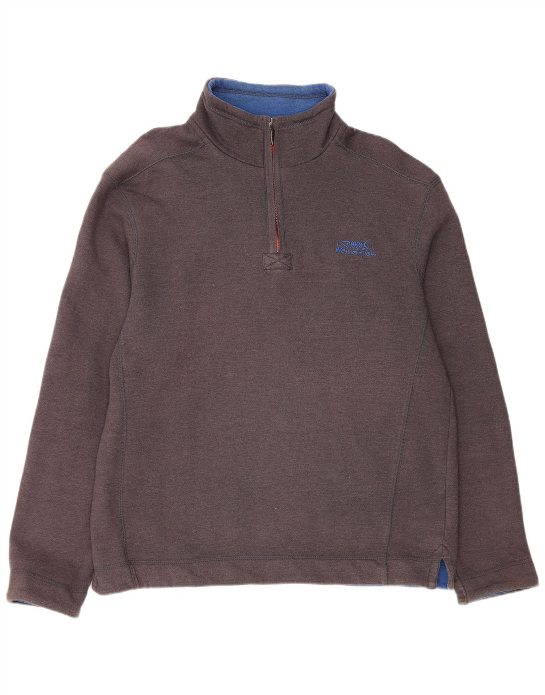 Męski sweter z zamkiem błyskawicznym Weird Fish, średnioszary, bawełniany