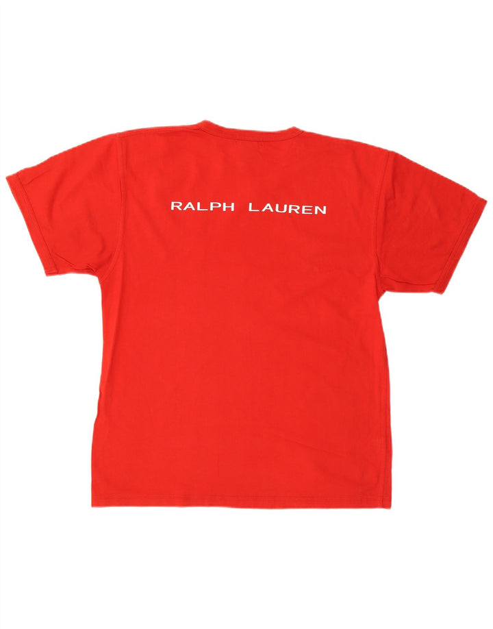 RALPH LAUREN Męski T-shirt z grafiką, bawełniany, średni czerwony