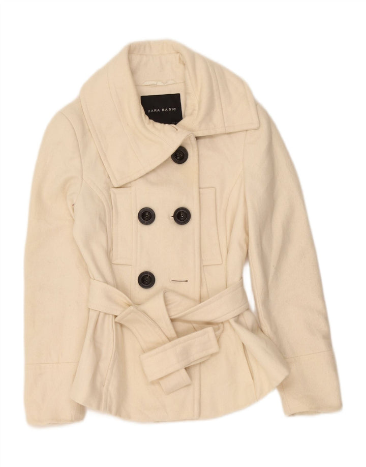 Płaszcz damski Zara Pea Coat UK 12 Średni złamanej białej wełny