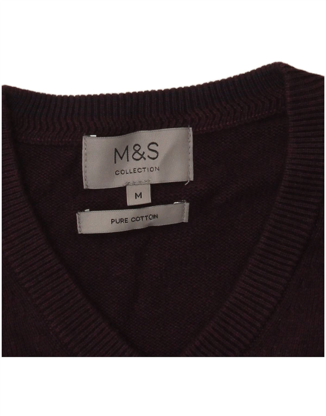 Marks & Spencer Męski sweter z dekoltem w kształcie litery V, średni fiolet, bawełna