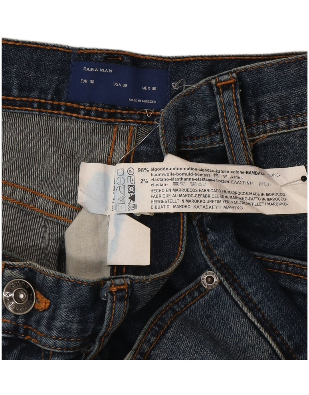 Męskie proste dżinsy Zara EU 38 Small W30 L32 Niebieskie bawełniane