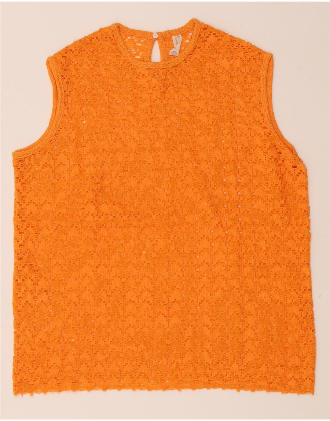 VINTAGE Womens Sleeveless Knit Blouse Top EU 40 Medium Orange Vintage Vintage and Second-Hand Vintage from Messina Hembry 