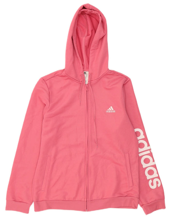 Damski sweter Adidas z grafiką i zamkiem błyskawicznym, UK 16/18, duży, różowy poliester