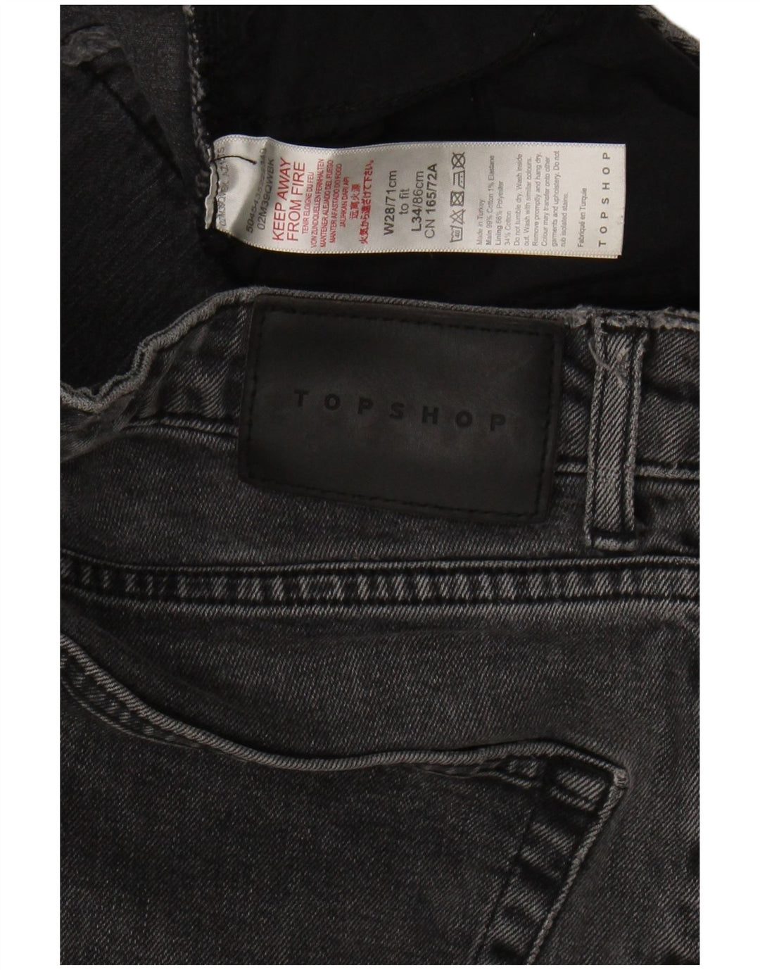 TOPSHOP Womens Slim Jeans W28 L29 Grey Cotton
