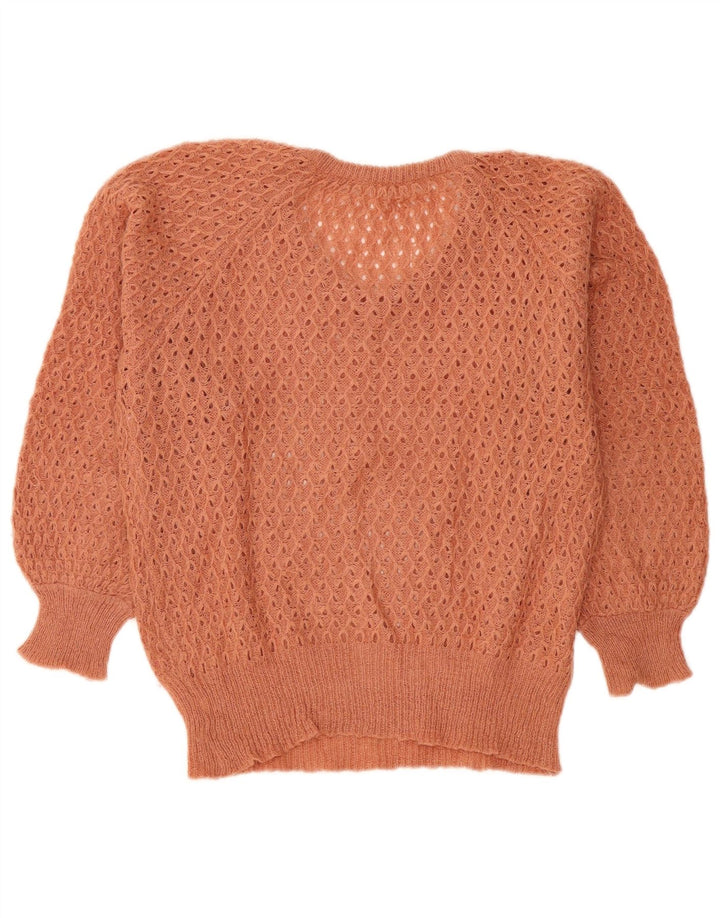 Sweter damski w stylu vintage z dekoltem w kształcie litery V IT 42 Średni brąz