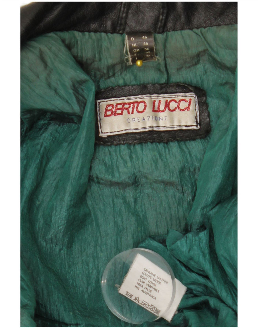 BERTO LUCCI Męska skórzana kurtka motocyklowa UK 36 Mała czarna skóra