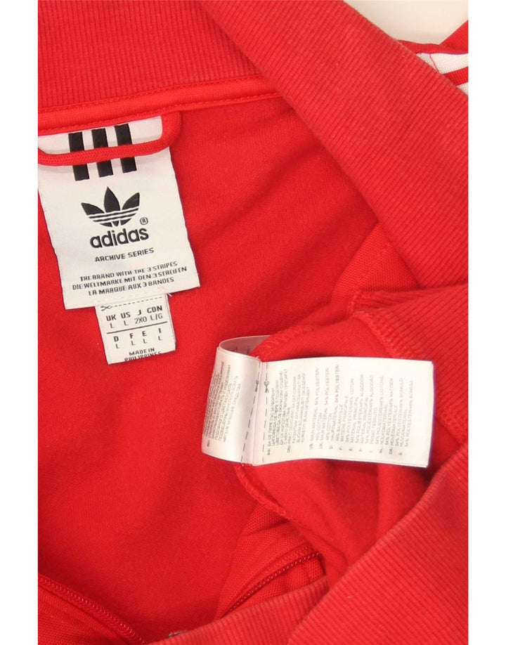 Adidas Męska bluza dresowa, duża, czerwona, poliestrowa
