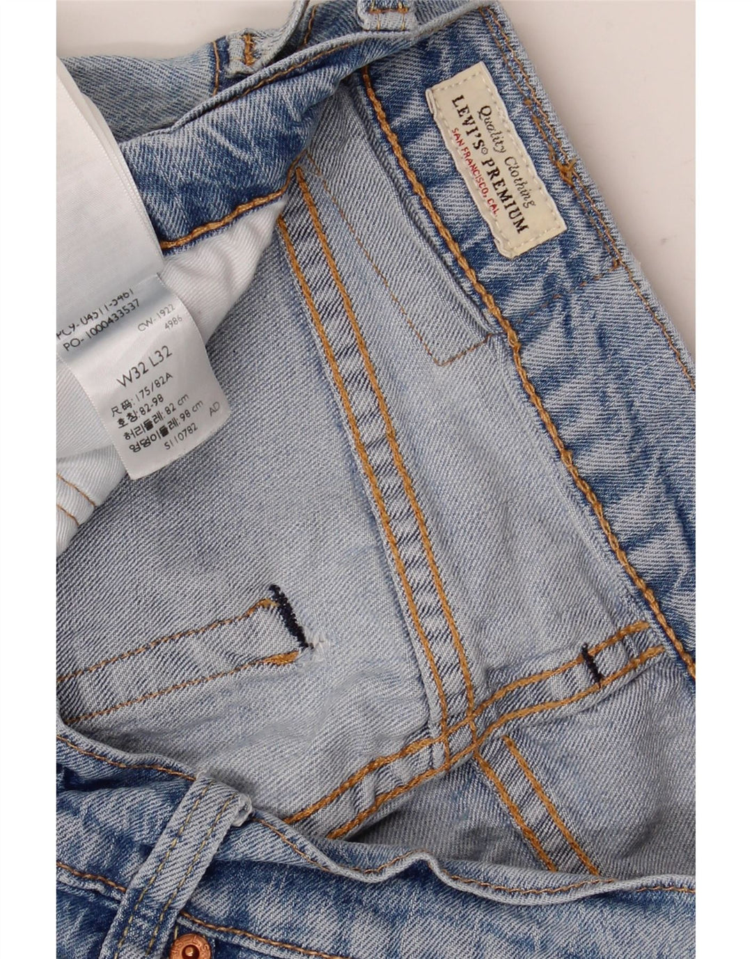 Męskie jeansy Levi's w trudnej sytuacji, proste W32 L32, niebieska bawełna