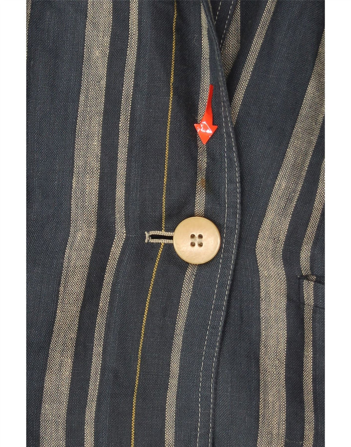 WEEKEND Womens Longline Blazer Jacket UK 12 Medium Navy Blue Striped Vintage Weekend and Second-Hand Weekend from Messina Hembry 