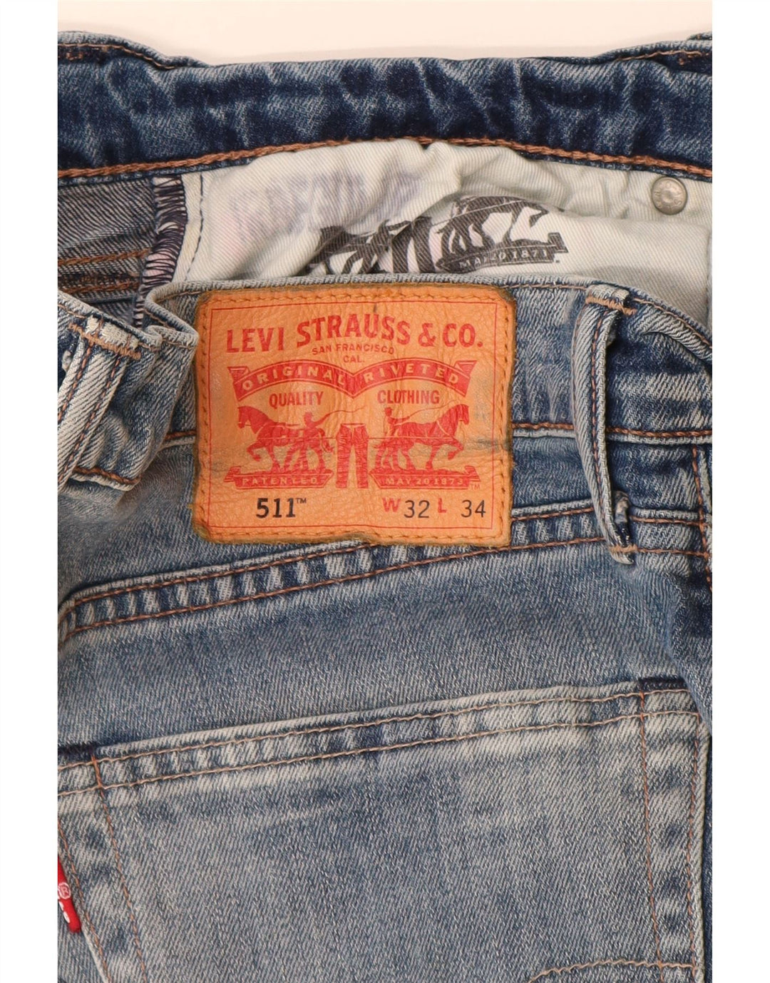 Męskie jeansy Levi's 511 Slim W32 L31 Niebieska bawełna