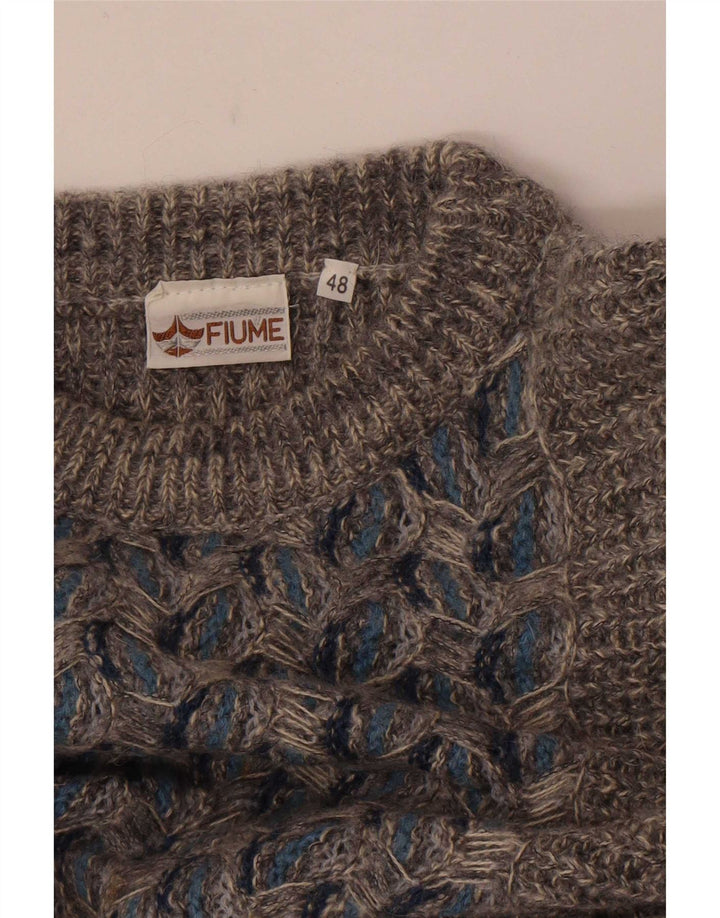 Męski sweter z dekoltem w łódkę Fiume IT 48 Średni szary w kwiaty